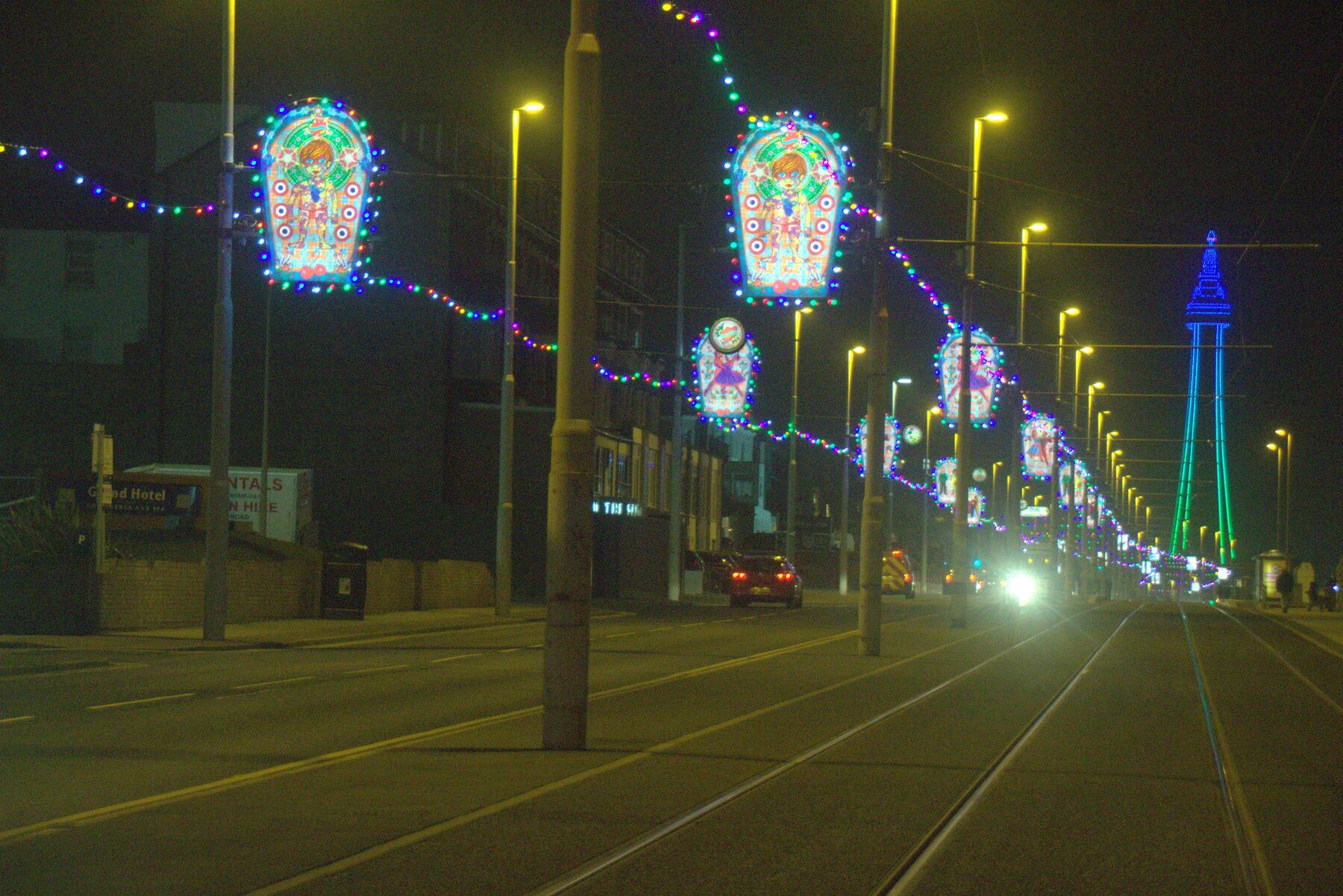 Blackpool Illuminations over the promenade
