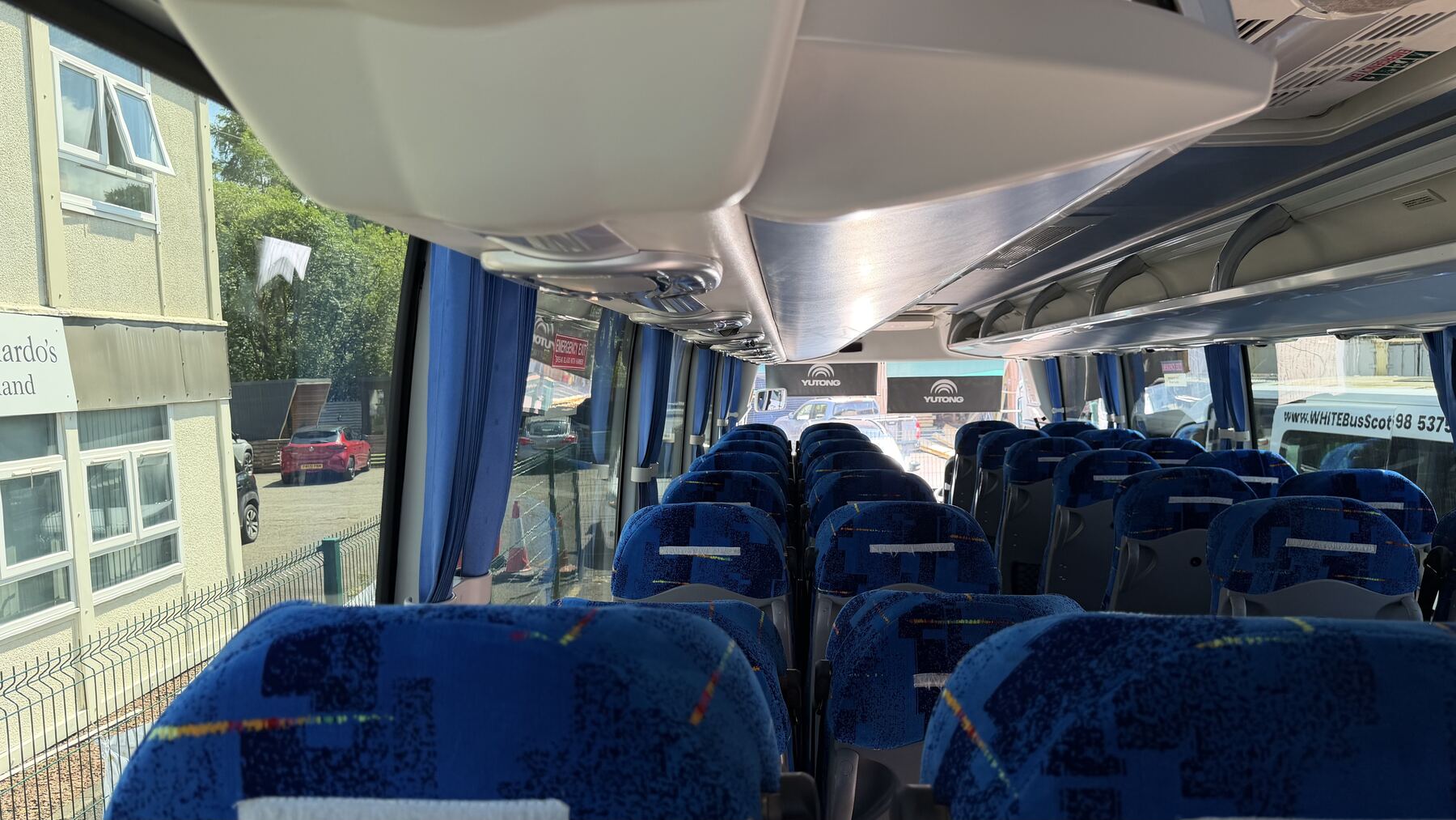 Inside a White Bus Scotland coach, the seats
